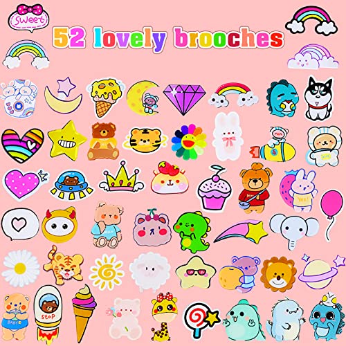 52pcs Cute Pins for Backpacks Kawaii Acrylic Aesthetic Brooch Bear Unicorn Cartoon Backpack Accessories Funny Decorative Pins for Women Teen Girl Clothing Crafts - Image 7