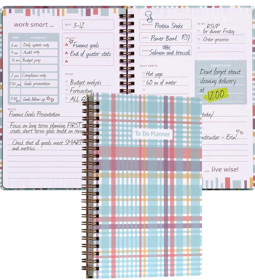 Oxford To Do Planner; Undated Daily Planner for School/Work & Life; Hardcover Spiral Notebook; Goal Setting & Planning; 180 Pages, 5.5” x 8.5” (90992)