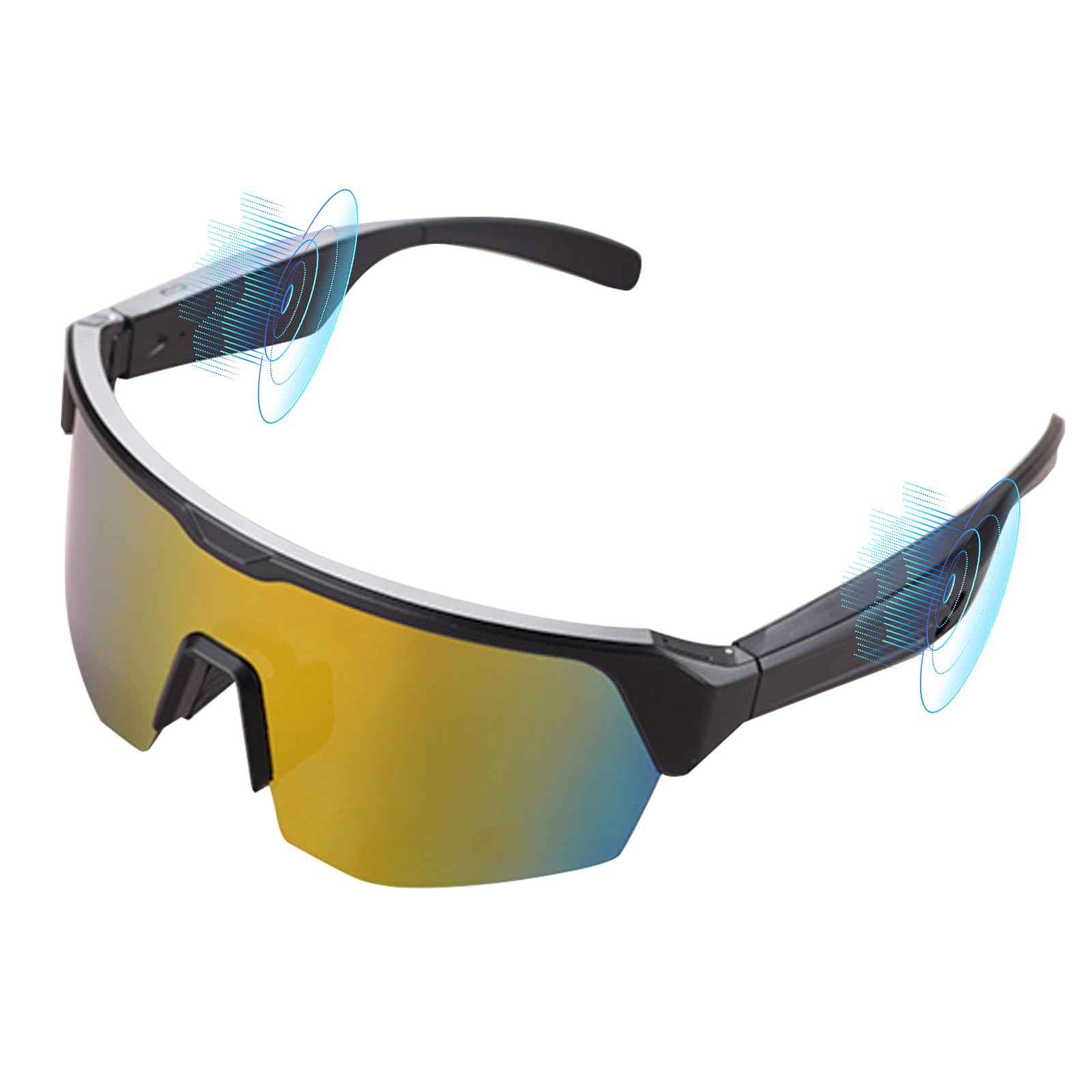 Occhiali da Ciclismo Intelligenti con Bluetooth, Stereo Senza Fili Audio, Occhiali da Sci, Cancellazione del Rumore, Protezione UV, Navigazione Vocale, Adatti per Alpinismo, Sciare e Corsa