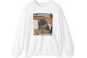 I'm Broken, and It's Beautiful Funny Cat Unisex Crewneck Sweatshirt