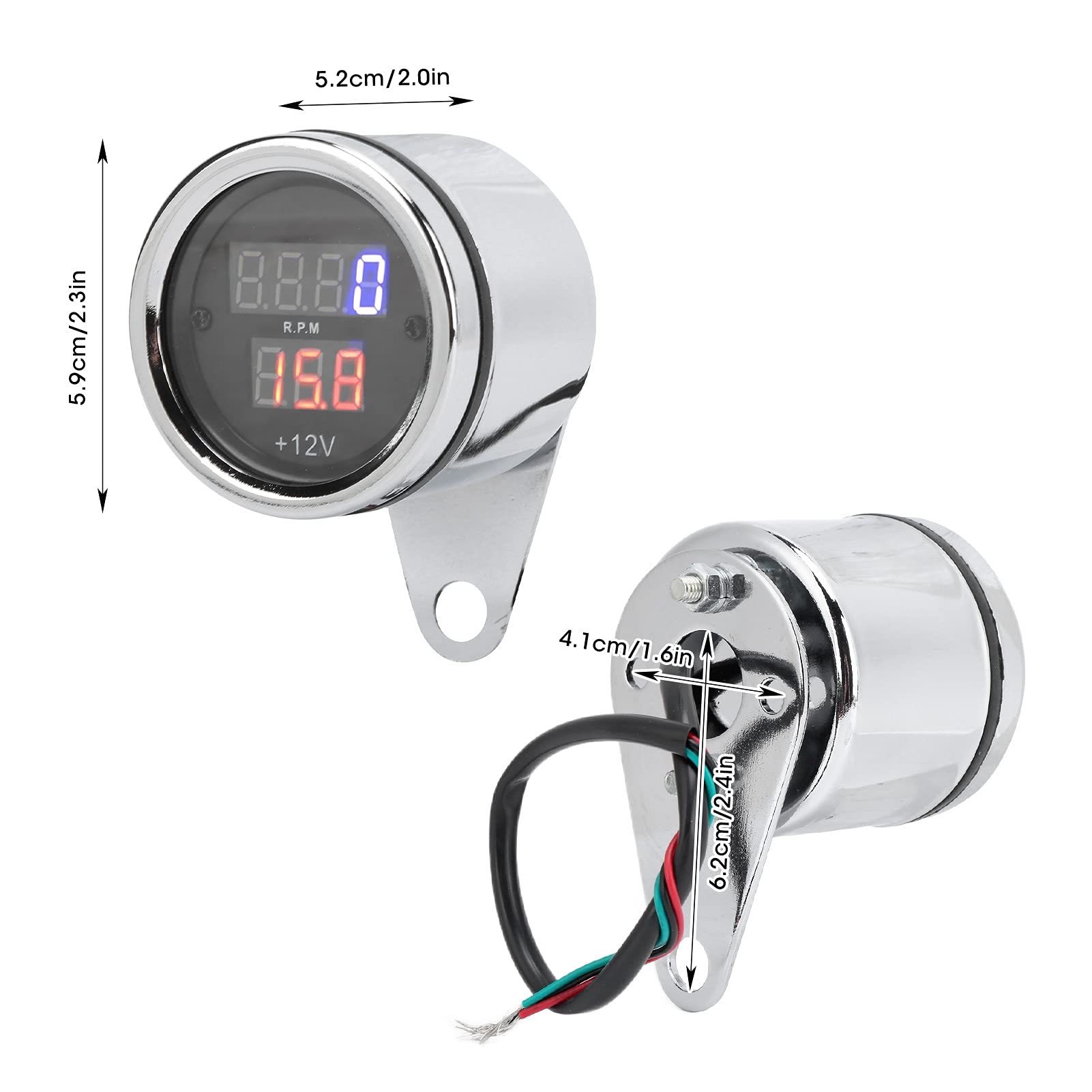 Motocicletta 3 in 1 Tachimetro Odografo Odografo Display LCD Iron Resistente 12V