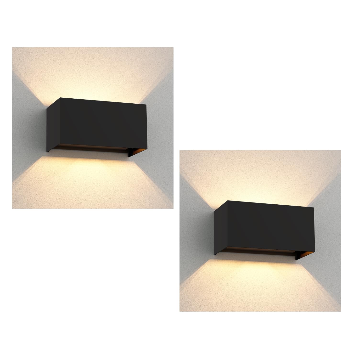 ledscom.de 2 x CUBEL wall Light for Outdoors, IP65, up/Downlight, matt Black, Angular, 2X G9 max. 10W