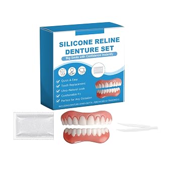 Silicone Reline Denture Set,Upper and Lower Denture Reline Kit, Soft and Comfortable