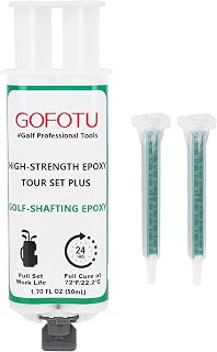 1.70 OZ Long Cure Golf Epoxy-Full Set Work Life-Extra Strength-Golf Epoxy for All Golf Shafts, Golf Heads, Drivers, Putters, and Irons-Free 2pcs Static Mixing Nozzle Tip