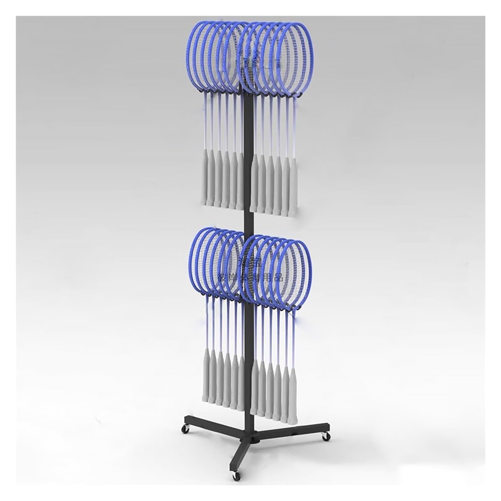 Organizador vertical de raqueta de pie de gran capacidad, ahorro de espacio para raquetas de tenis y bádminton con ruedas, gimnasio y club