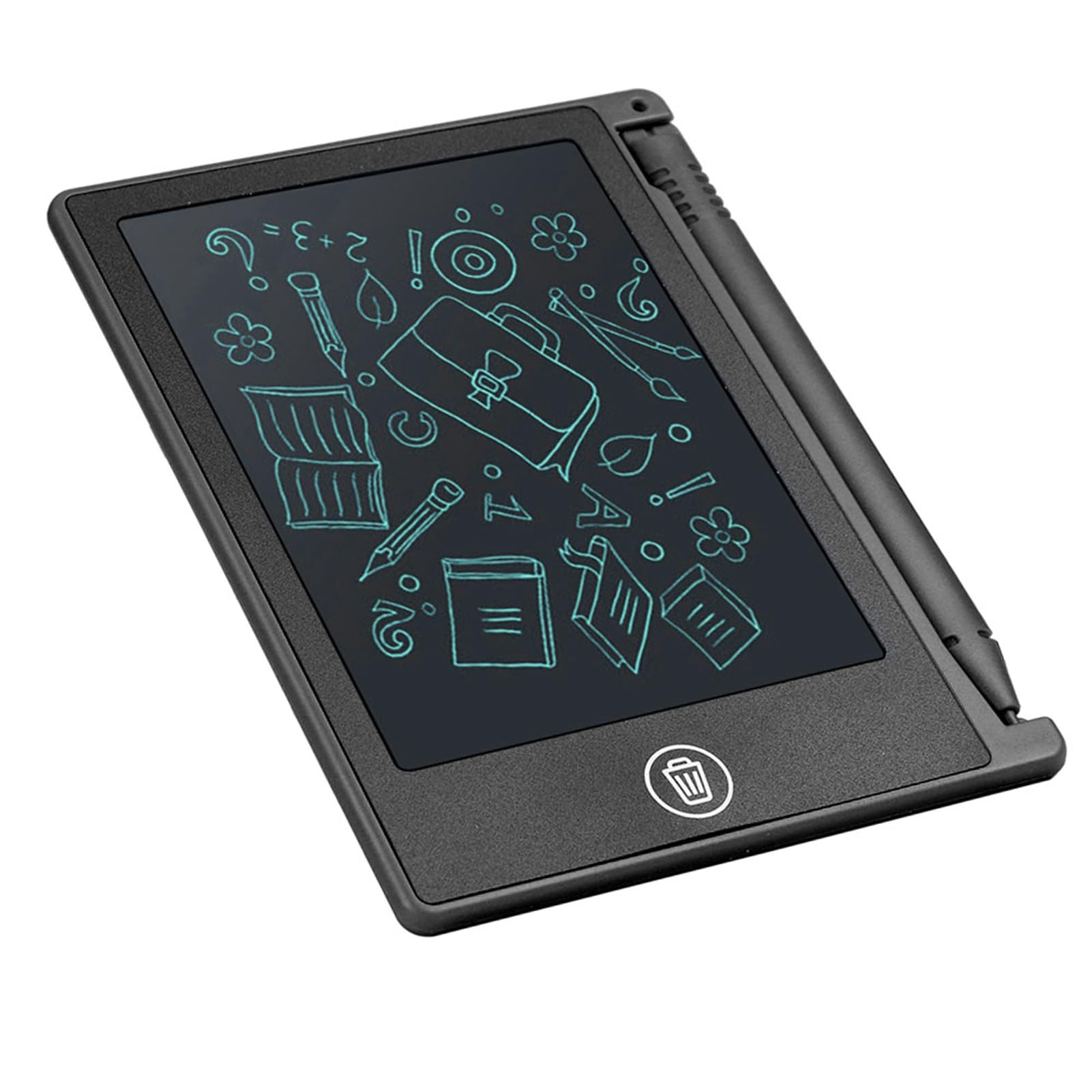 Brrnoo 4.5 Inch LCD Writing Tablet for Kids, Reusable Drawing Board with Stylus Pen, Portable Doodle Board for Calligraphy Practice & Memo Notes, Erasable Note Pad & Clipboard (Black) — view 2