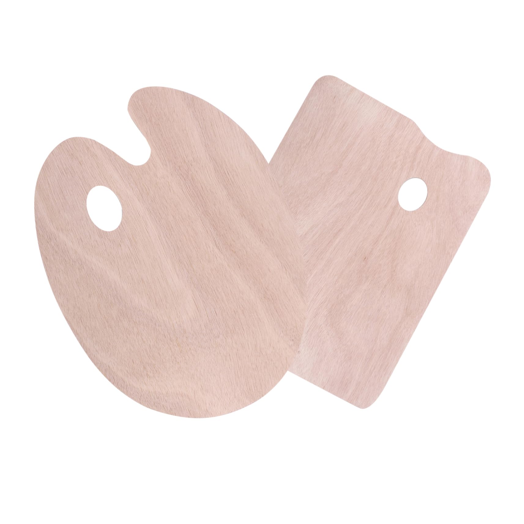 SHINEOFI Tavolozza Colori in Legno Impugnatura, Vassoio per Pigmenti | 2 Pezzi, per Pittura a Olio e Acrilico, Superficie Liscia senza Sbavature, Beige