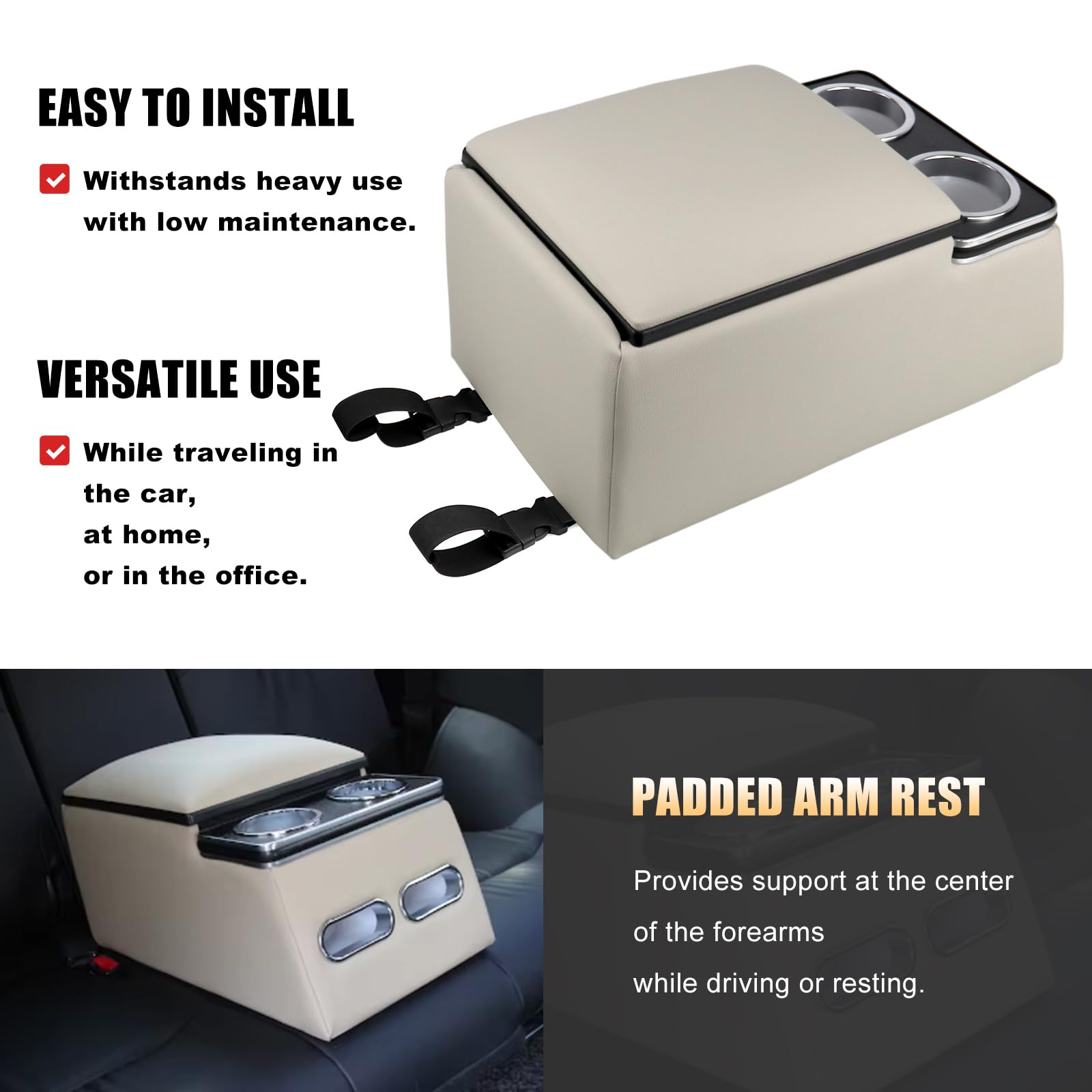 RULLINE White Universal Truck Seat/Bench Organizer , Armrest,Truck Seat - View #6