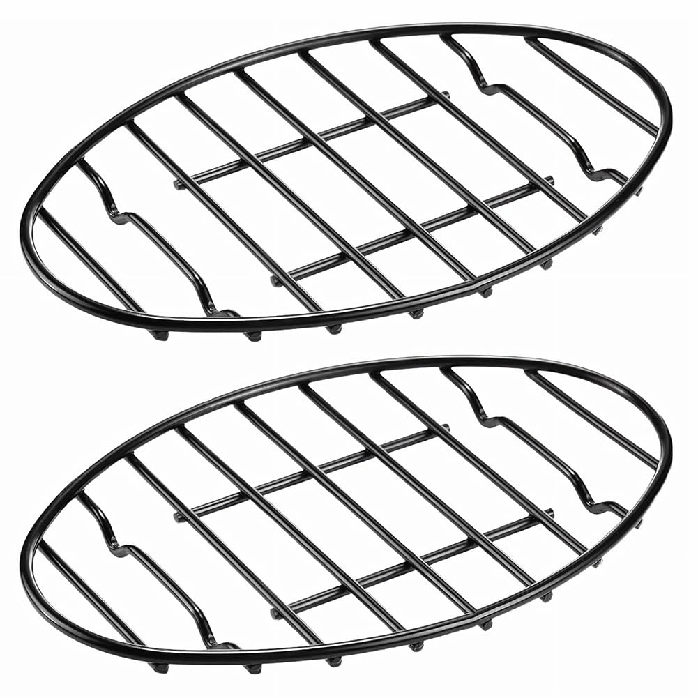 TOBEOME 2er-Pack Ovale Bratroste - 12 Schwarzes Abkühlgitter mit Integrierten Füßen, Antihaftbeschichtet - für Bratpfannen, Ideal zum Begießen