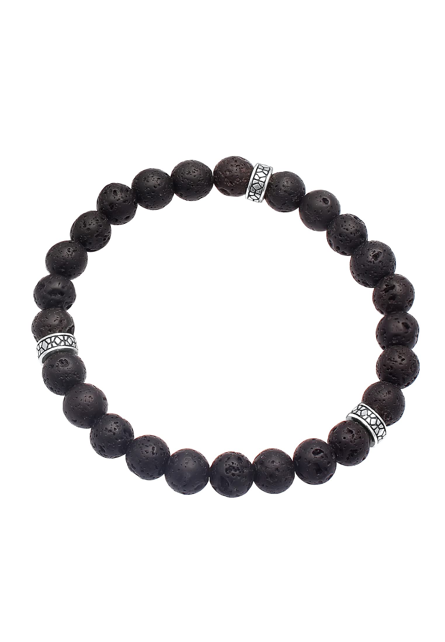 Kuzzoi Herren Lava Armband Edelsteinarmband 8 mm | Beads elastisch 19–21 cm