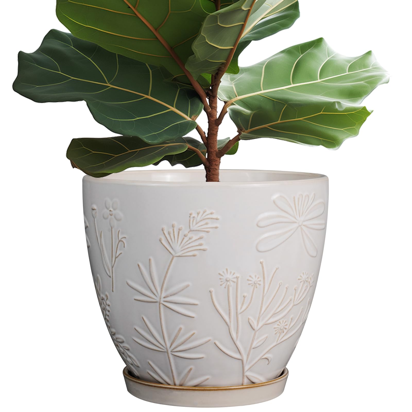 MPotTo 10 Inch Plant Pot Ceramic Planter Pot White
