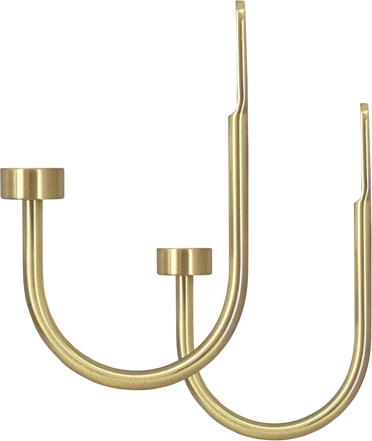 Quality Curtain Holdbacks, Solid Steel Curtain Holdback with Disk Finial,Electroplate Finishes, Set of 2 Window Curtain Tieback Hooks,Brass Brushed