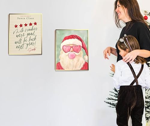 Miniatura 4 de MINI ZOZI Divertidas impresiones artísticas de pared de Navidad de 11 x 14 pulgadas, 2 unidades de goma de mascar de Papá Noel, nota de calificación