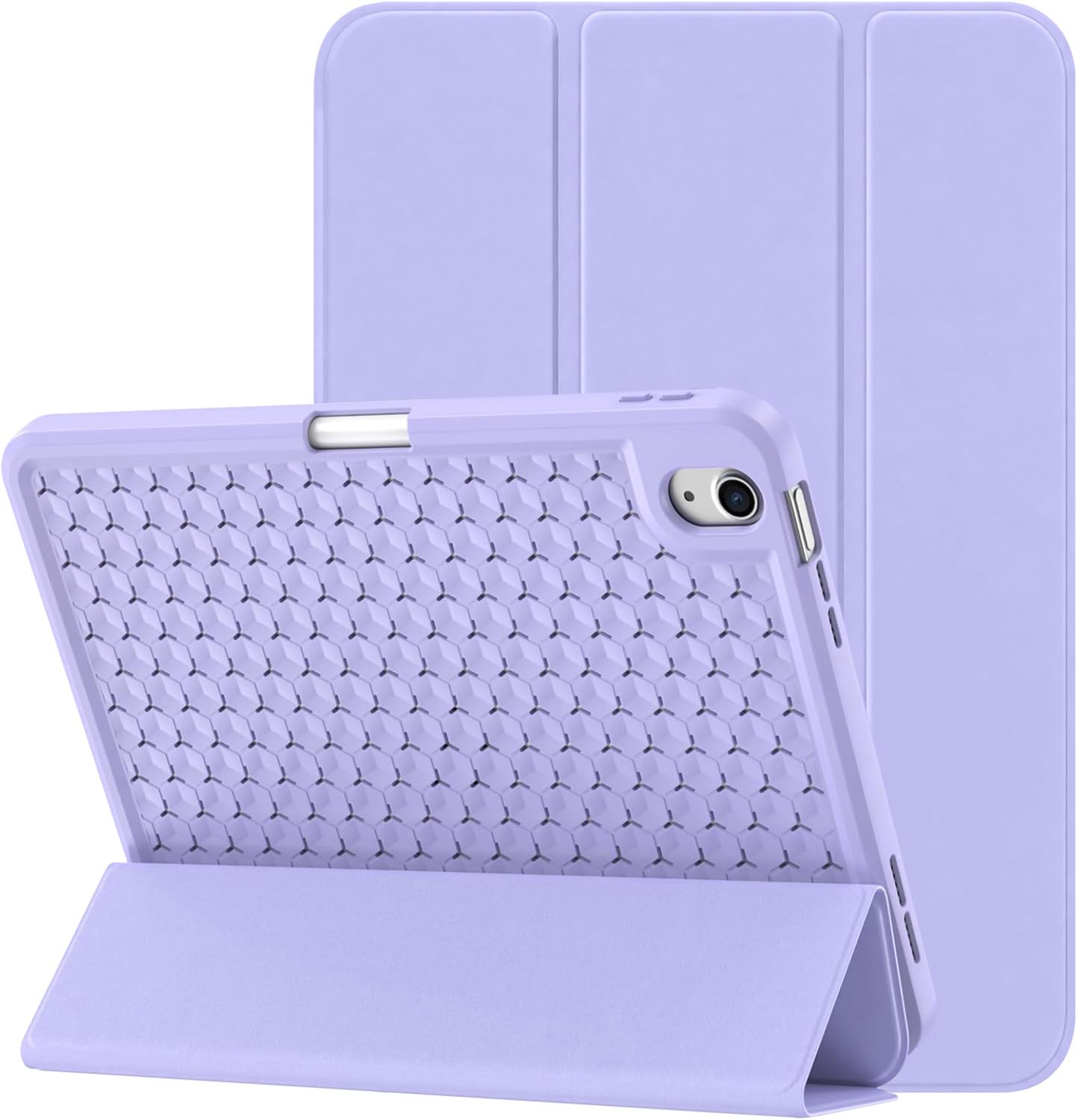 ProElite Smart Flip Case Cover for Apple iPad (A16) 11th/10th Generation (2025/2022) [with Pencil Holder] [Honey Comb Series] - Light Purple-image-23