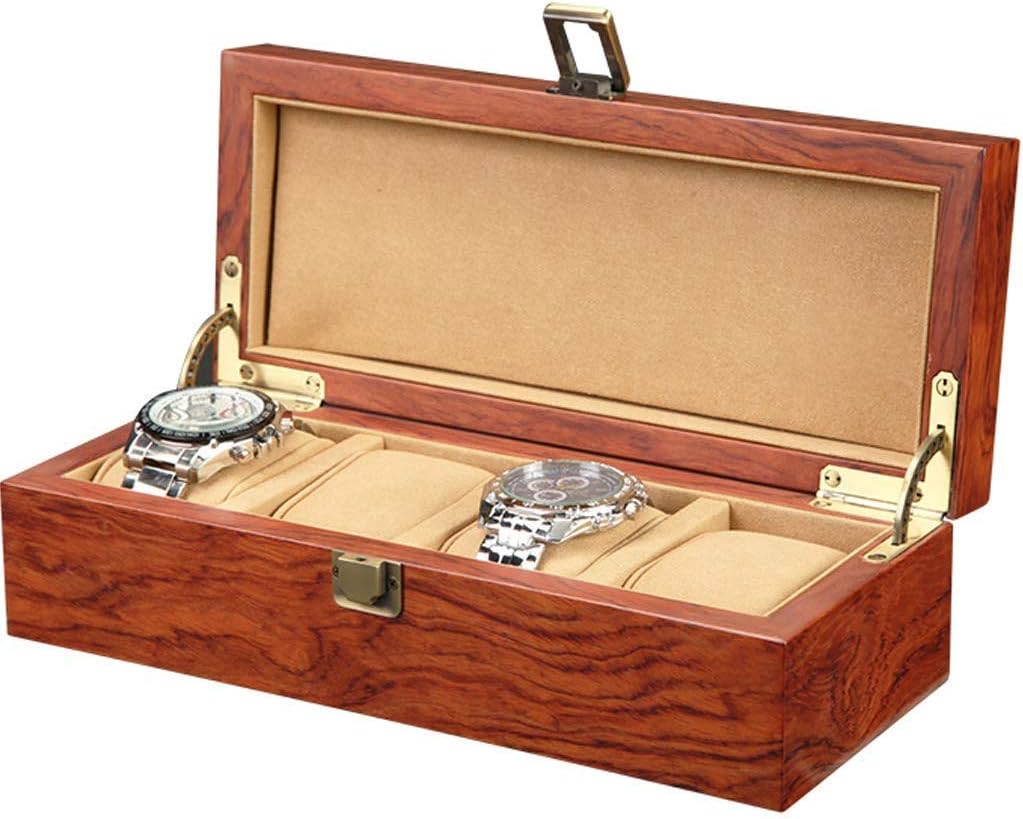 lqgpsx Watch Display Storage Box 4-Slot Case Display Storage Box Watch Display Case Metal Button Gift for Men Mens Valet Tray Jewelry Store Bracelet Pillow Case
