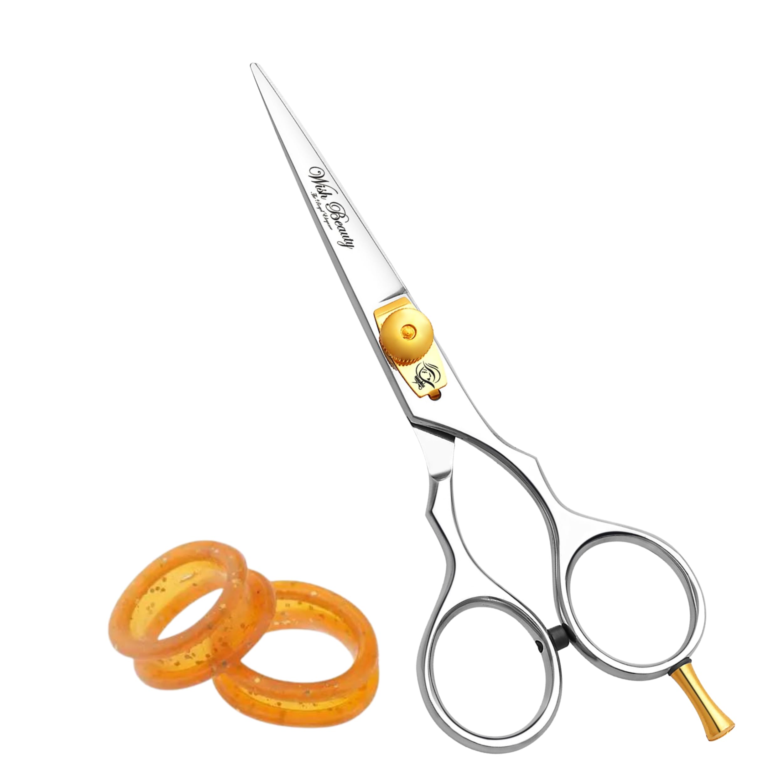 Wishbeauty 5" Hairdressing Scissors, Hair Cutting Scissors for Professional Hairdressers, Barber Stainless Steel Scissors for Hair Cutting, Sharp Hair Scissors for Women (Silver/Gold)
