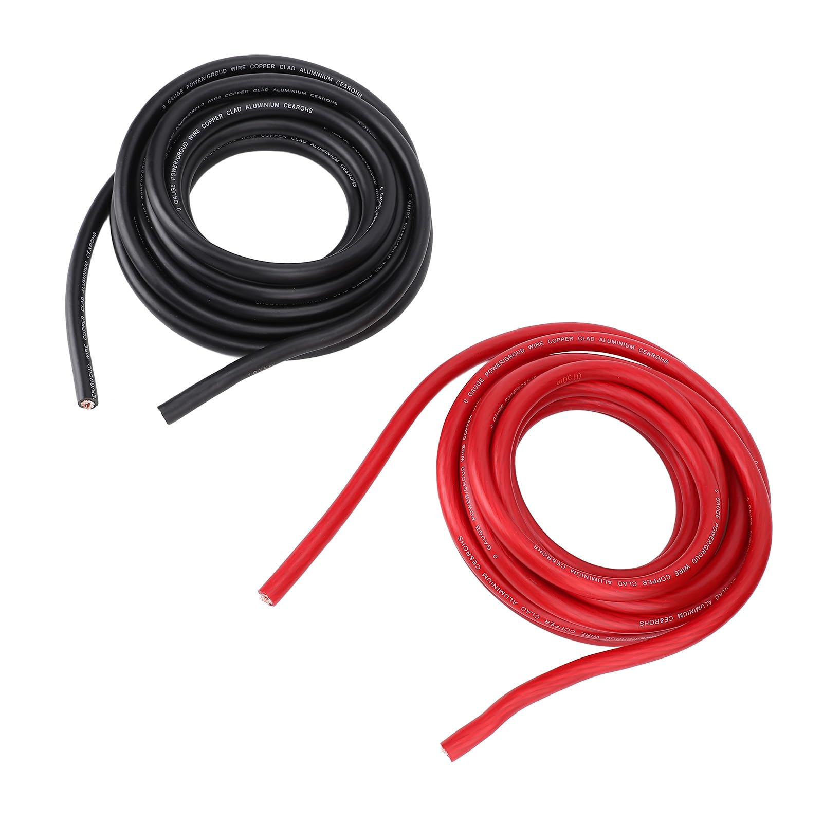Generic Kabel Zasilający 1/0AWG 20 Stóp Czerwony Czarny Trwały Elastyczny Przewód do Samochodowego Systemu Dźwiękowego z Rurkami Miedzianymi i Termokurczliwymi