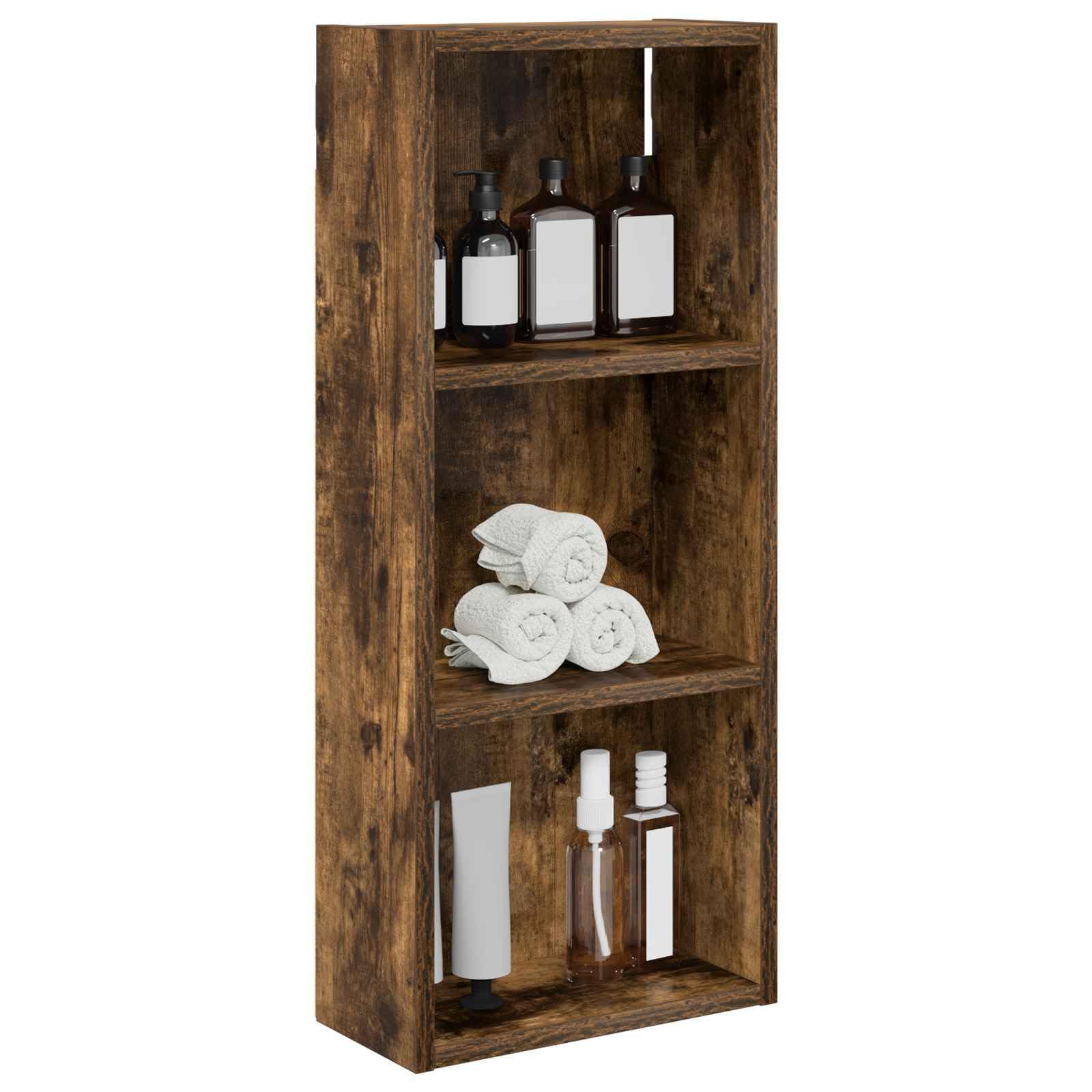 Makastle Armoire Murale Salle de Bain Chêne Fumé 30x14x70 cm