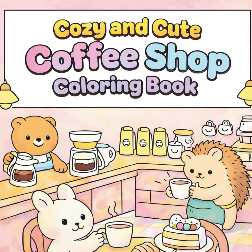 Cozy and Cute Coffee Shop Coloring Book: Cute Coffee Shop Scenes, Cozy Café Interiors, and Relaxing Coloring Pages for Kids and Adults