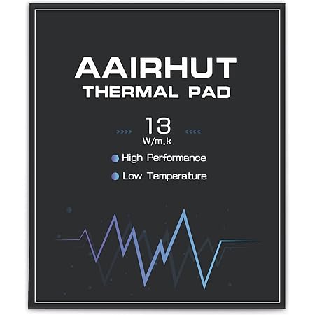 Aairhut Thermal Pad 13W/mK, 120x120x2mm Silicone Cooling Pad GPU Non Conductive Heat Resistance Extreme Odyssey Cover with Dual Self-Adhesive Films for PC Laptop Heatsink/GPU/CPU/LED