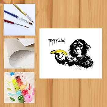 Amazon | デジタル油絵 バンクシー Banksy チンパンジー バナナ