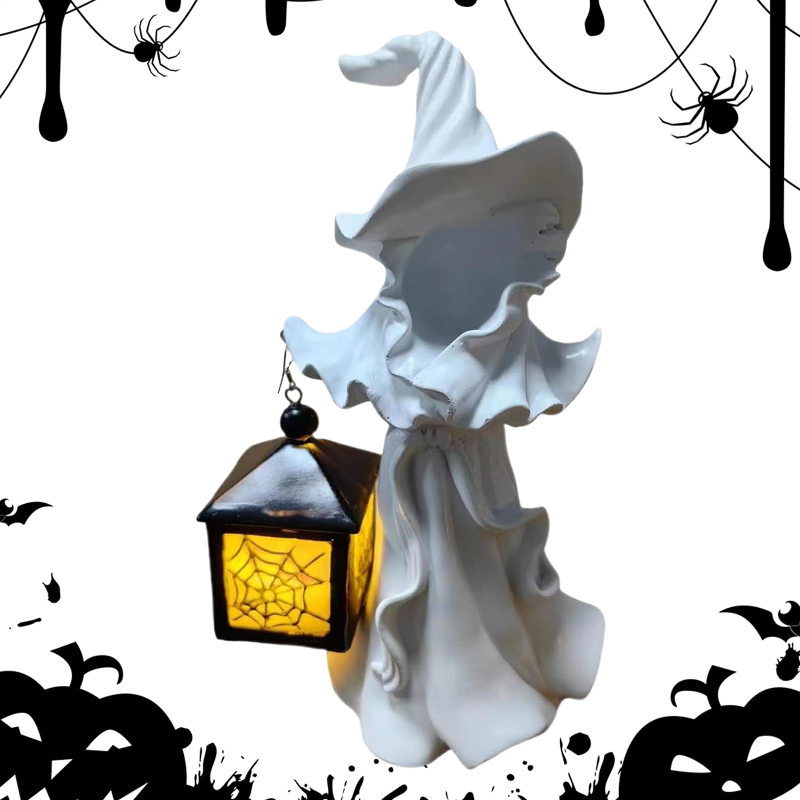 Lanterne d'Halloween et figurines décoratives de table pour illuminer vos étagères de salon
