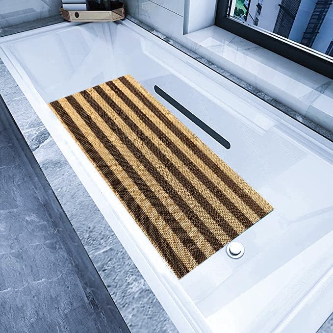 Image of Double Colour Anti Skid & Multipurpose /Bathroom Mat /Shower Mat /Carpet /Rugs /Rainmat /Swimming Pool Mat|Waterproof Doormat for Indoor /Outdoor Home Office Entrance| (Beige-Brown, 2x16Ft)
