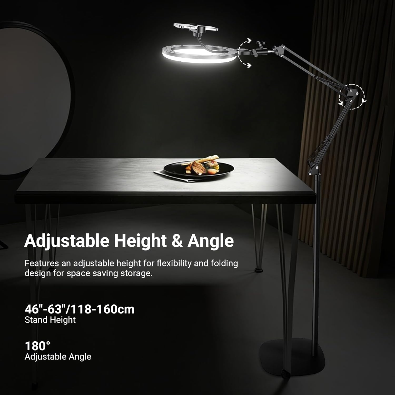 NEEWER Entry Level Version 10" 10W Ring Light with 46"-63" Stand, Overhead Phone Holder Mount Compatible with iPhone, Bi Color LED Selfie Lighting CRI85+ for TikTok Video Recording Streaming, N44