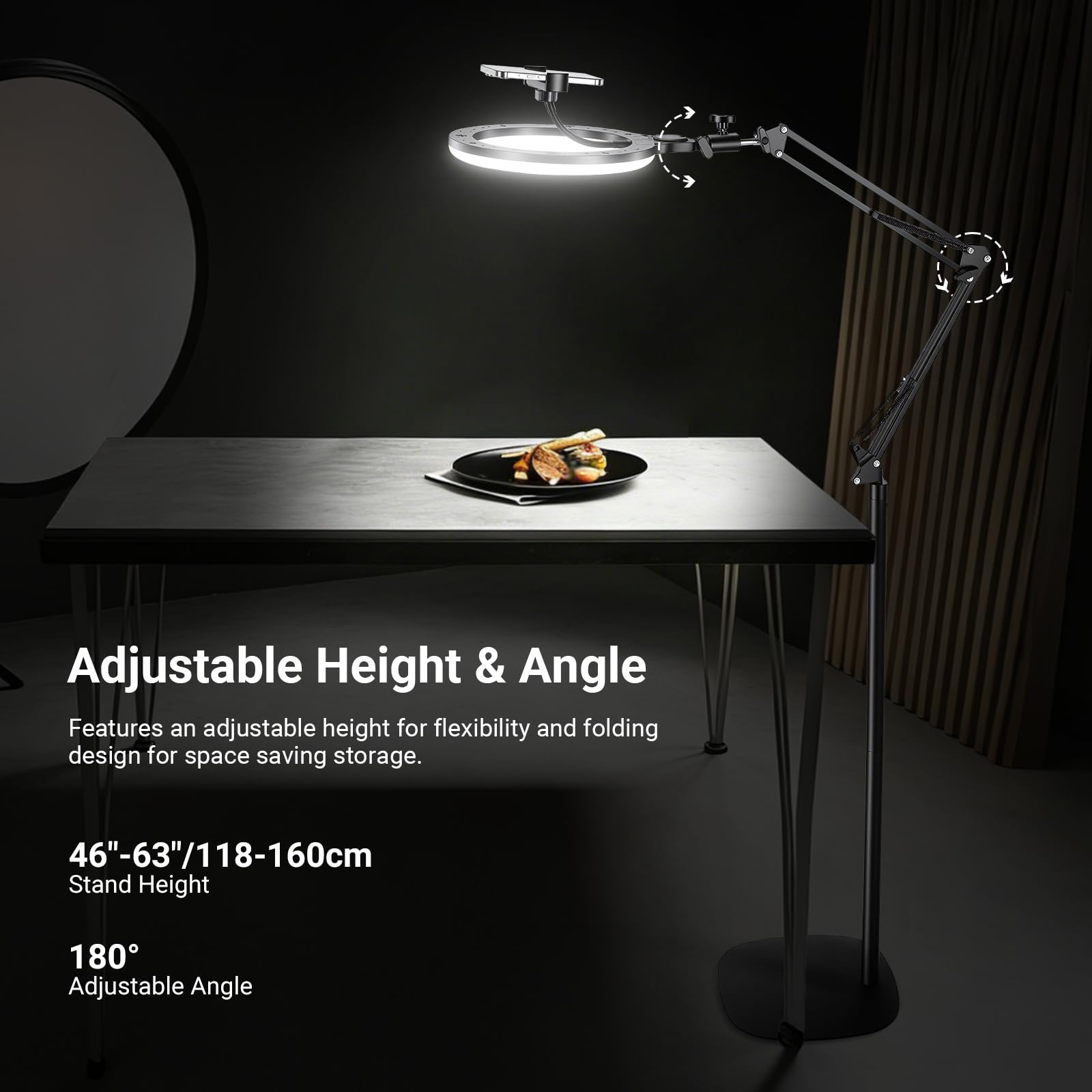 NEEWER WERSJA POZIOMU WCHODZENIA 10 cali 10 W Lampa pierścieniowa ze stojakiem 117.8 cm-160.0 cm, uchwyt na telefon kompatybilny z iPhone, dwukolorowe oświetlenie LED selfie CRI85+ do nagrywania wideo