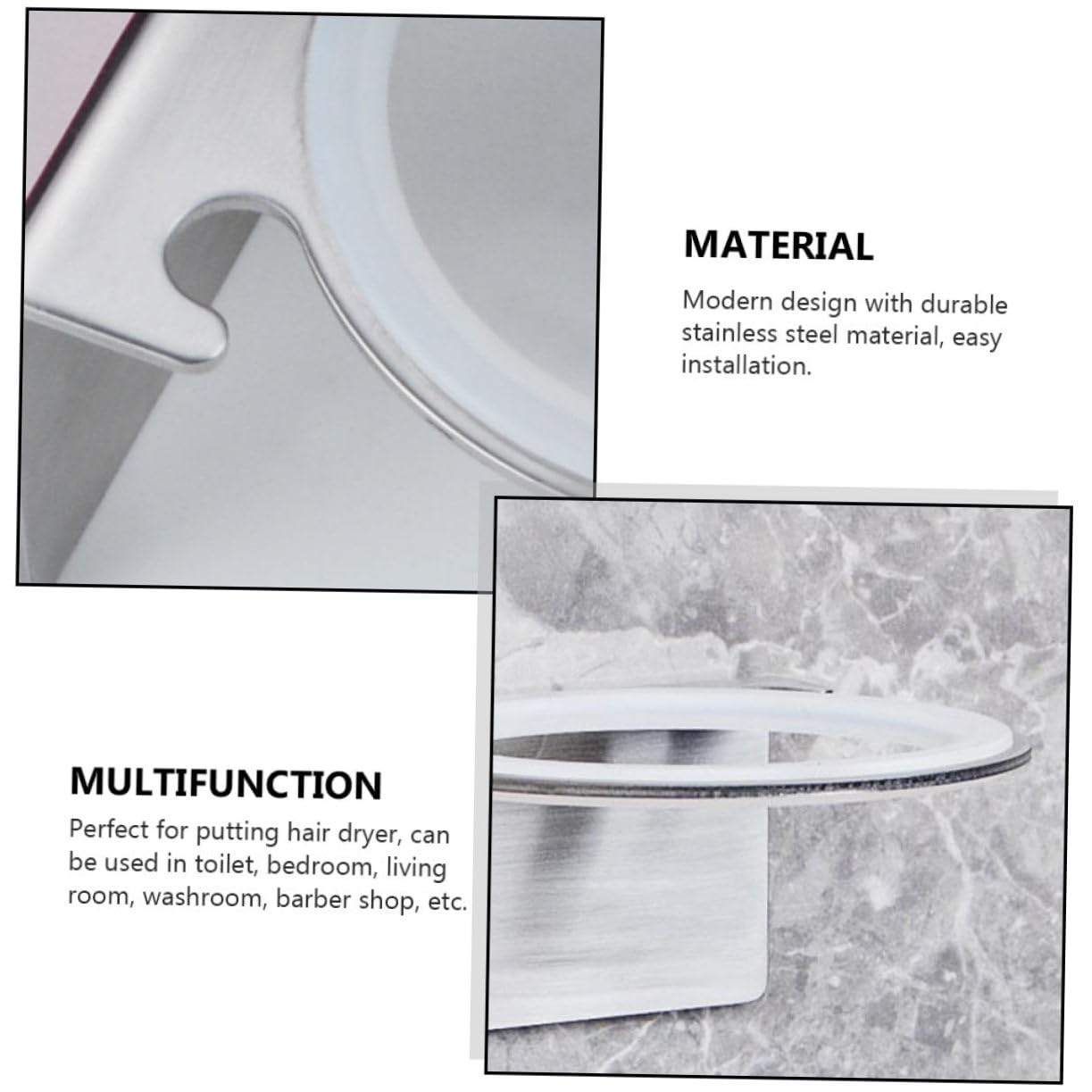 POPETPOP 3 Piezas 304 Soporte para secador de pelo soportes para estantes de pared portaherramientas para el cuidado del cabello organizador de casilleros estante para secador de pelo Metal