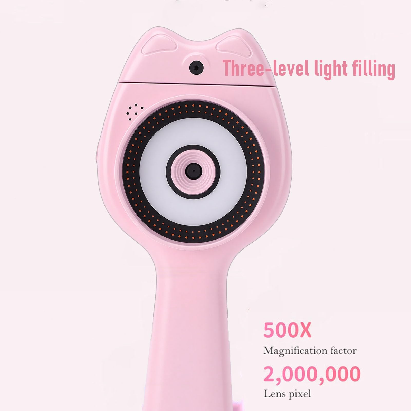Cryfokt Hand-Digitalmikroskop, 500-fache Optische Vergrößerung, 2,0-Zoll-Display, Digitalmikroskop für, Tragbares Mikroskop mit 2-MP-Kamera, 180 Grad Drehbares Objektiv für Jungen und Mädchen (PINK)