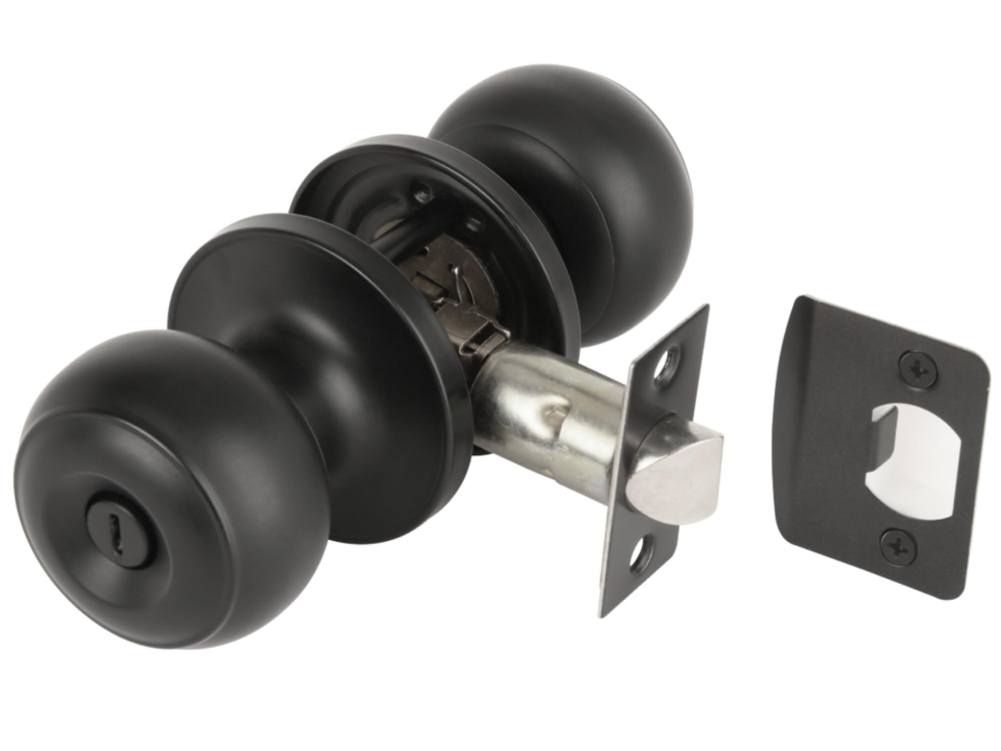 Hunta Black Matt Handlezone® Riva Privacy Knobset, Keyless Lock With Emergency Release, Adjustable 60-70Mm Latch, For Bathroom/Bedroom, 1 Set –
