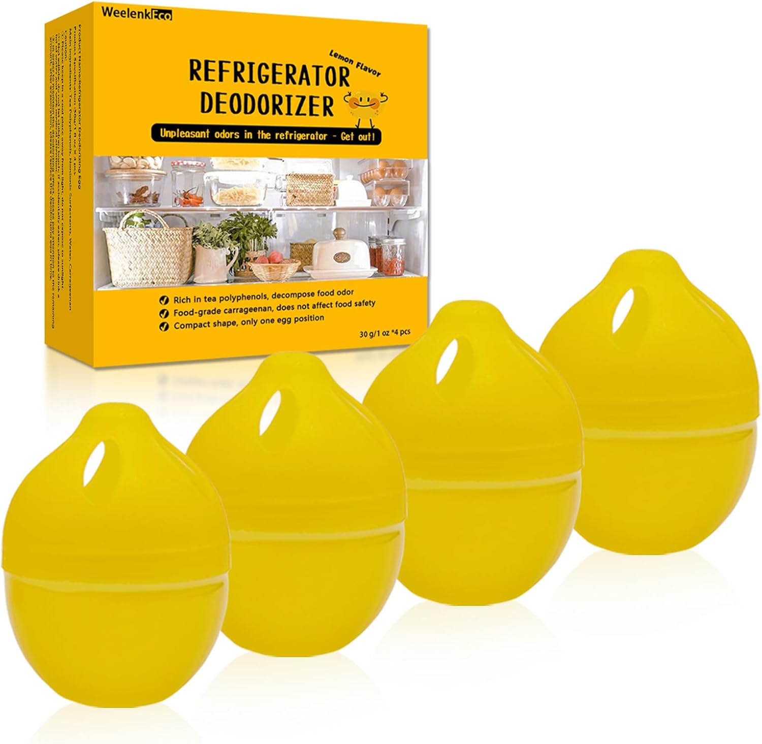 Refrigerator Deodorizer 4-Pack, More Effective Refrigerator Odor Absorber Than Baking Soda and Activated Charcoal for Refrigerator Freezer and Refrigerator Compartments, (6-Pack with Lemon) Refrigerator Deodorizer 4-Pack, More Effective Refrigerator Odor Absorber Than Baking Soda and Activated Charcoal for Refrigerator Freezer and Refrigerator Compartments, (6-Pack with Lemon)