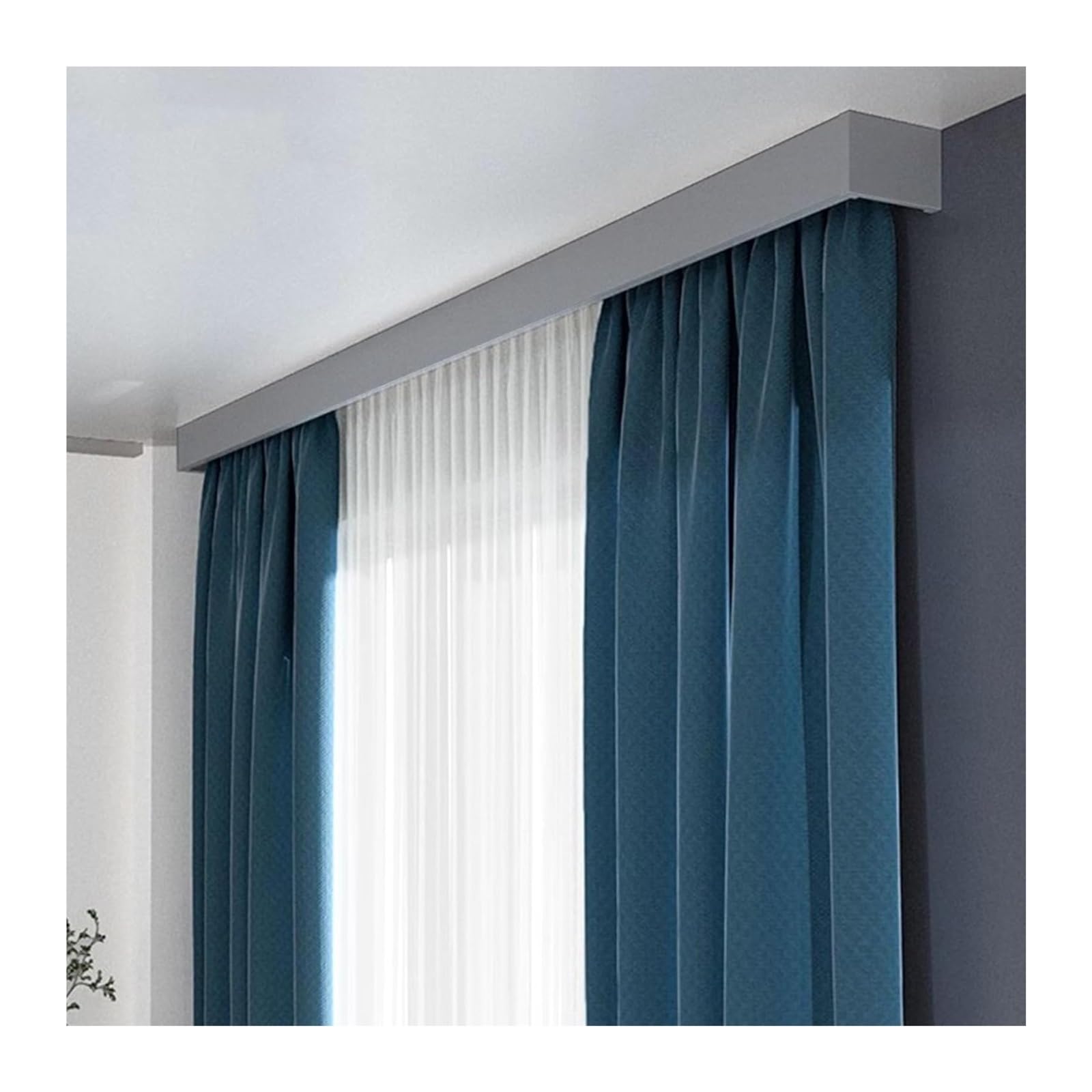 Curtain Track Double Tracks, 3 in 1 Ceiling Mounted Double Curtain Track 1-5m(4.8m (15.7ft))
