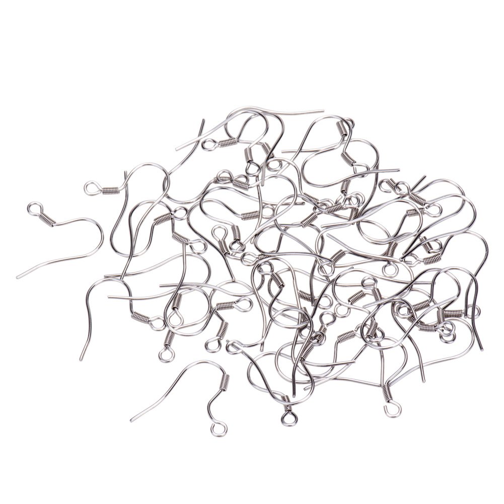 PH PandaHallElite 50 Pcs 304 Stainless Steel Earrings Hooks Components 17X10.5Mm Lever Back Hoop Earrings
