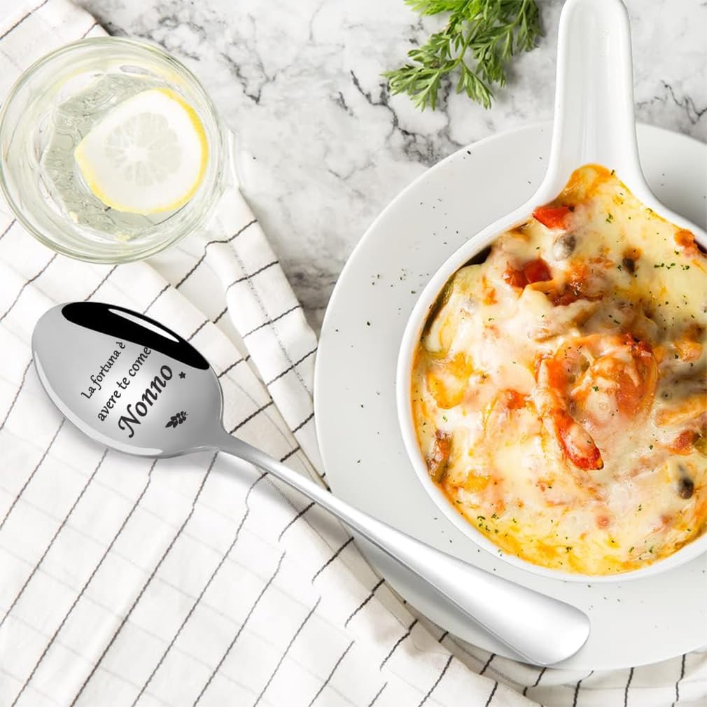 Cucchiai Da Caffè Incisi 'La Fortuna è Avere Te Come Nonno' - Acciaio Inox, Regalo Per Nonno, Compleanno O Festa Del Papà - Foto 2