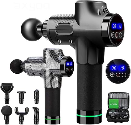 Miniatura 2 de KDFJ Pistola de masaje de alta frecuencia con pantalla táctil LCD de 30 engranajes, masajeador eléctrico para relajar el cuerpo, con bolsa portátil,