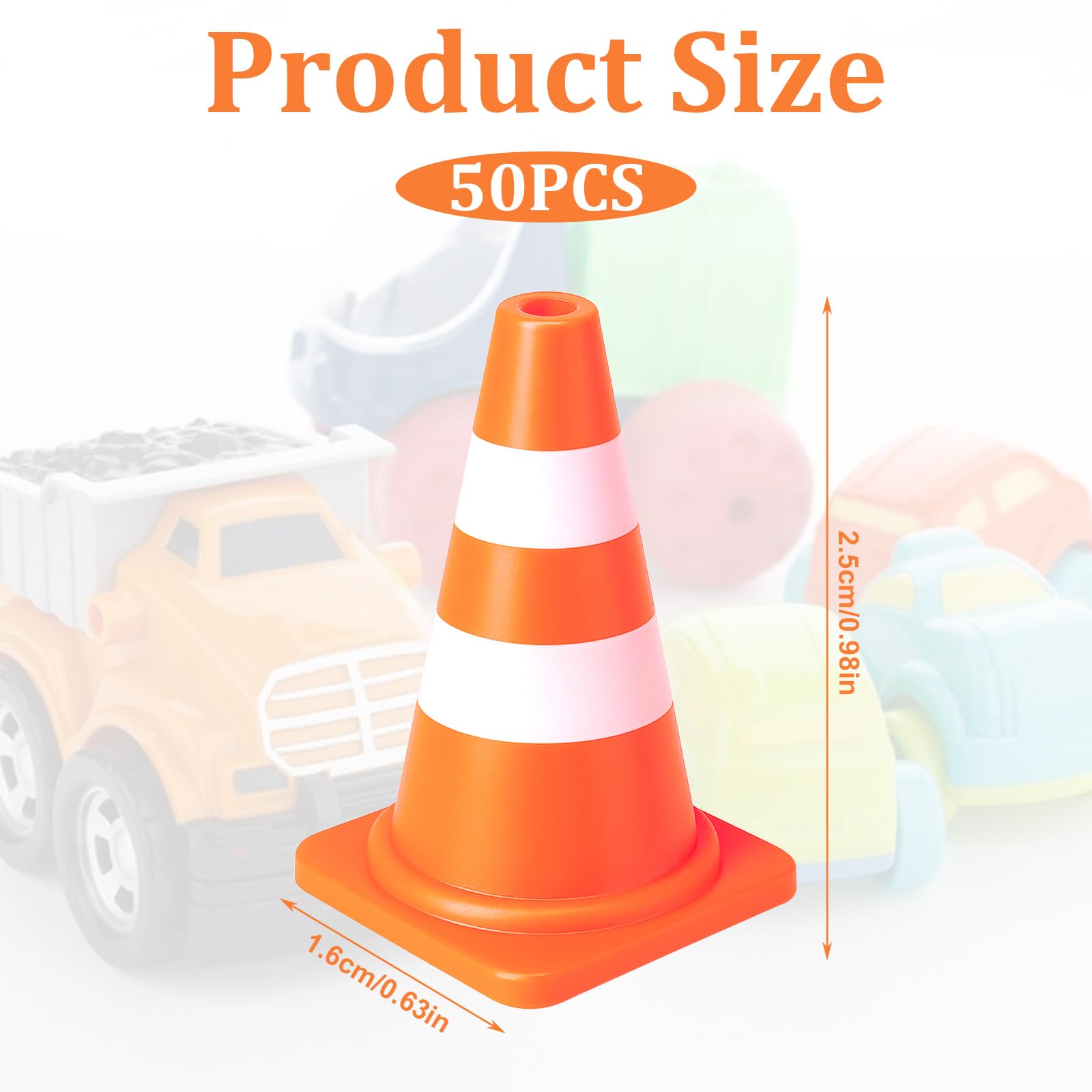 50 PCS Mini Orange Cones, 1-inch Small Traffic Construction Cones, Plastic Mini Traffic Cones, Orange Cones Traffic Signs for Sports Party Decorations