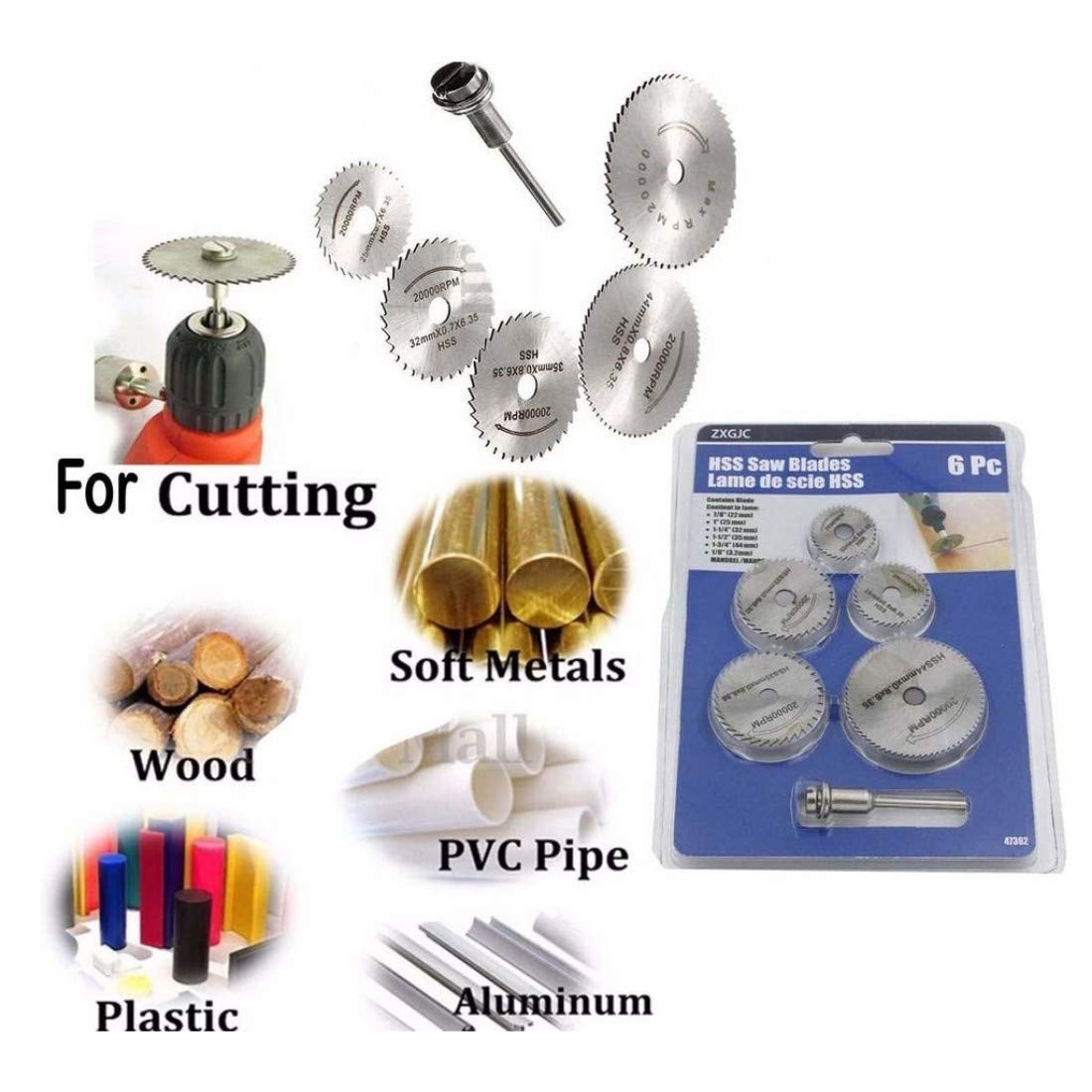 DIY Crafts Design No # 3, Pack 6 Pcs Set, 5X HSS Circular Wood Cutting Saw Blade Discs + 1X (Design No # 3, Pack 6 Pcs Set) 3