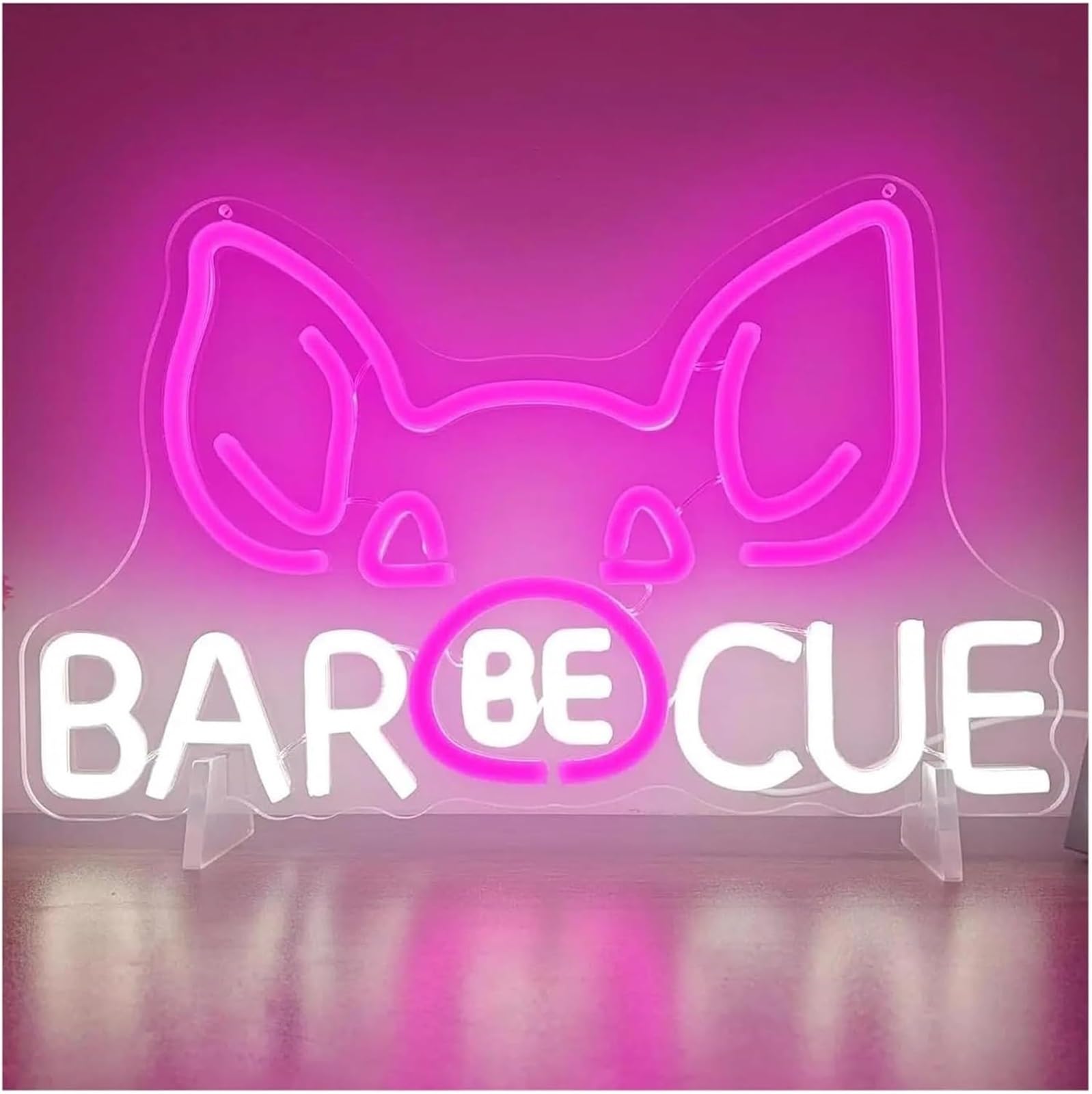 Zynther Neon lamp BBQ Neon Sign for Wall Decor Pig Light for Shop Restaurant Beer Pub Birthday Party Night Lamp 38×23cm