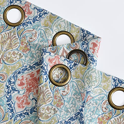 Jinchan Damask Printed Curtains For Bedroom Multicolor Linen Textured Light Reducing Medallion Window Curtain Panels For Living Room 2 Panels 95-Inch Sage Green #TOP5