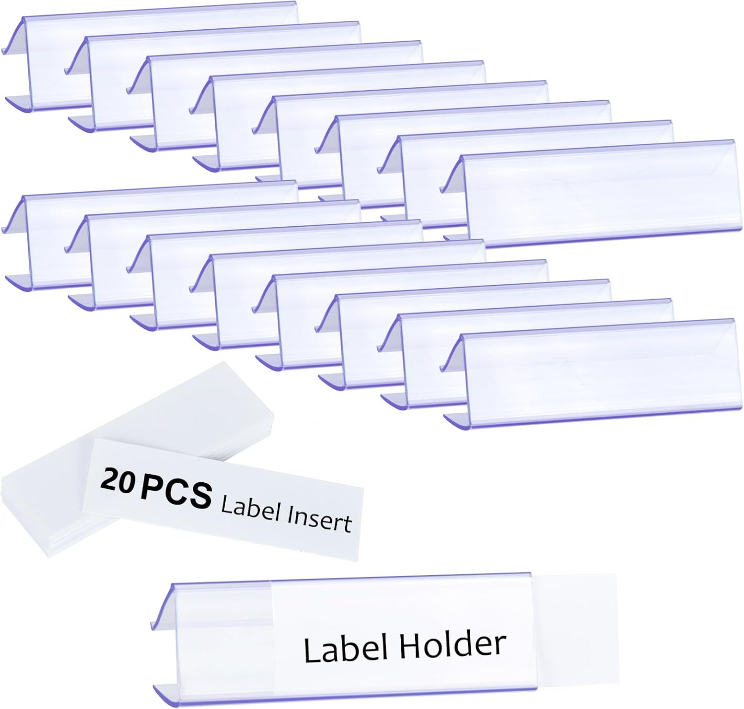 Cenrren 20 Pcs Shelf Label Holders Clear Plastic Shelf