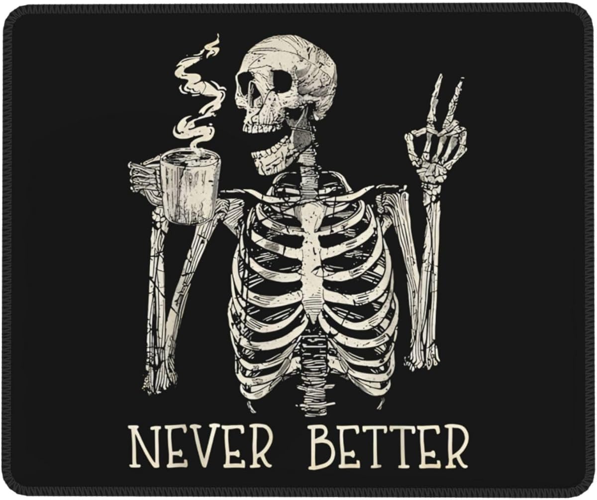 Skull Mouse Pad for Desk, Cute Skeleton Mouse Pads for Wireless Mouse, Funny Waterproof Mousepad for Office Laptop Computer, Non-Slip Rubber Base Stitched Edge (Color-D) : Office Products