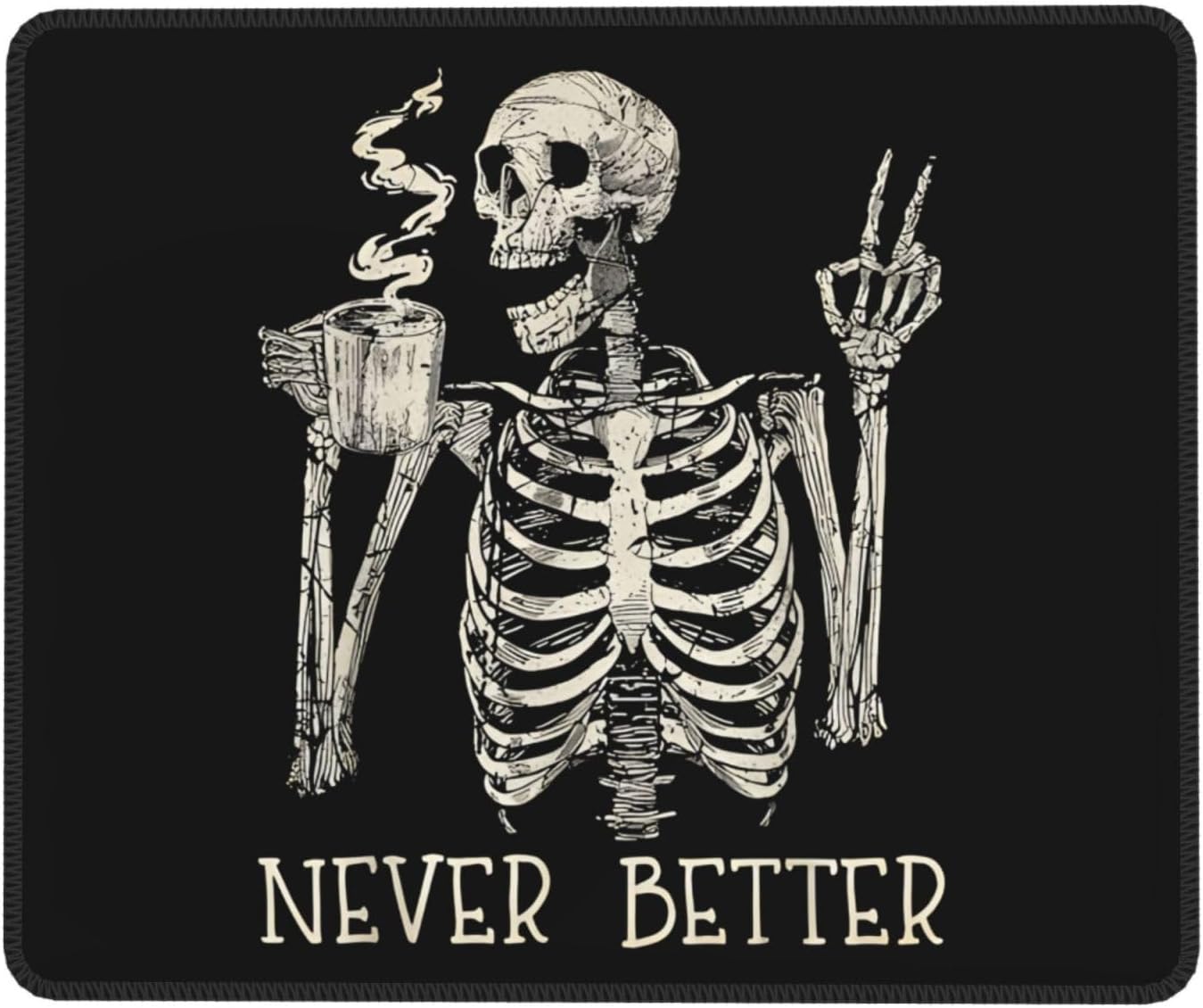 Skull Mouse Pad for Desk, Cute Skeleton Mouse Pads for Wireless Mouse, Funny Waterproof Mousepad for Office Laptop Computer, Non-Slip Rubber Base Stitched Edge (Color-D)