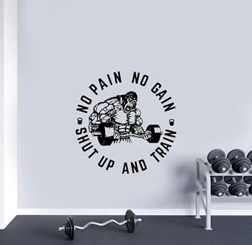 No Pain No Gain Shut Up And Train Wall Decal Gorilla Gym Vinyl Sticker Barbell Beast Gorilla Decal Sign Gym Wall Art Monkey Fitness Wall Decor Beast Mode Quote Workout Sign Bodybuilding Peel and Stick Decal Motivational Poster Print 15n74