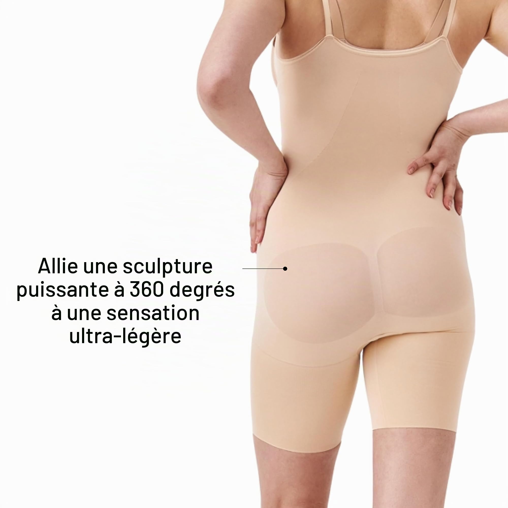 Spanx Power Open-Bust Mid-Thigh Bodysuit Shapewear Femme