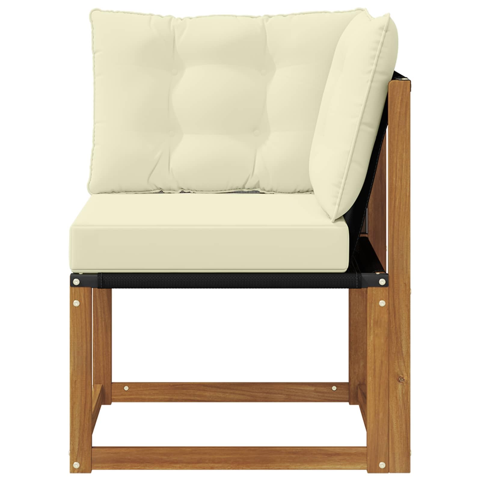 Hothingwell Modułowa narożna sofa zewnętrzna z litego drewna akacjowego z wygodnymi poduszkami poliestrowymi, odporny na warunki atmosferyczne zestaw ogrodowy na patio, elastyczny design