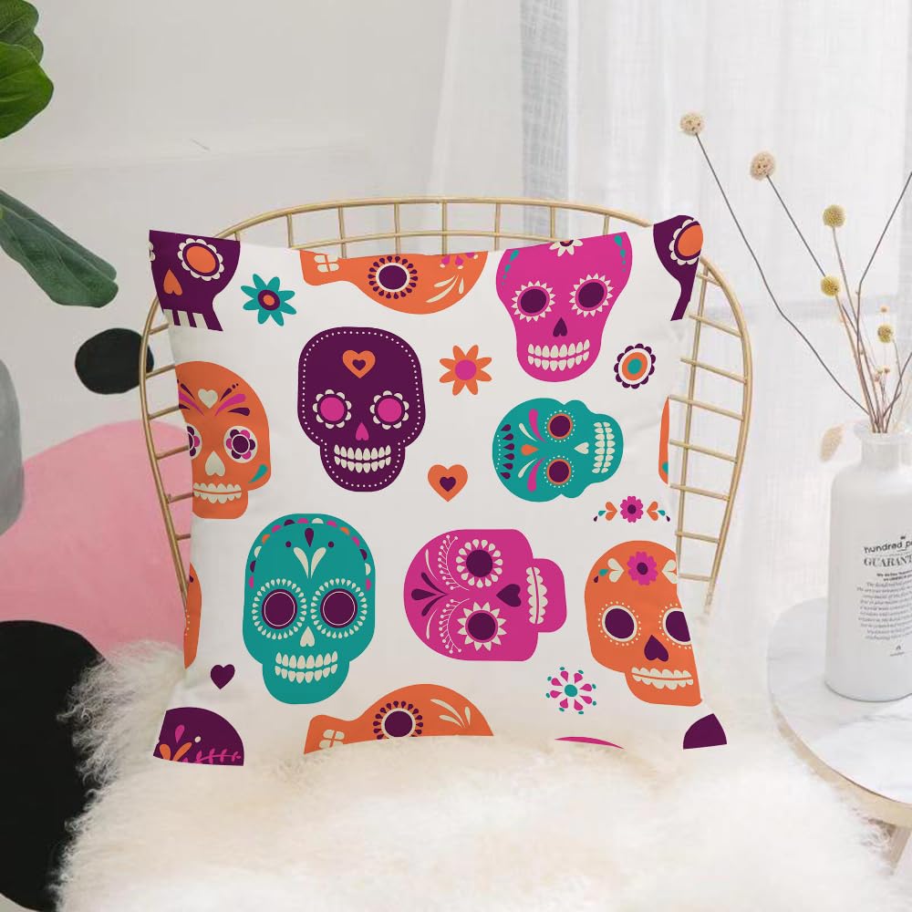 HYMSXW Cushion Cover,Throw Pillow Case Home Decorative for Living Room Bedroom Sofa Chair 20X20 Inch,Color skeleton cute pattern, Mexican Dead Festival,Pillowcase 50X50cm
