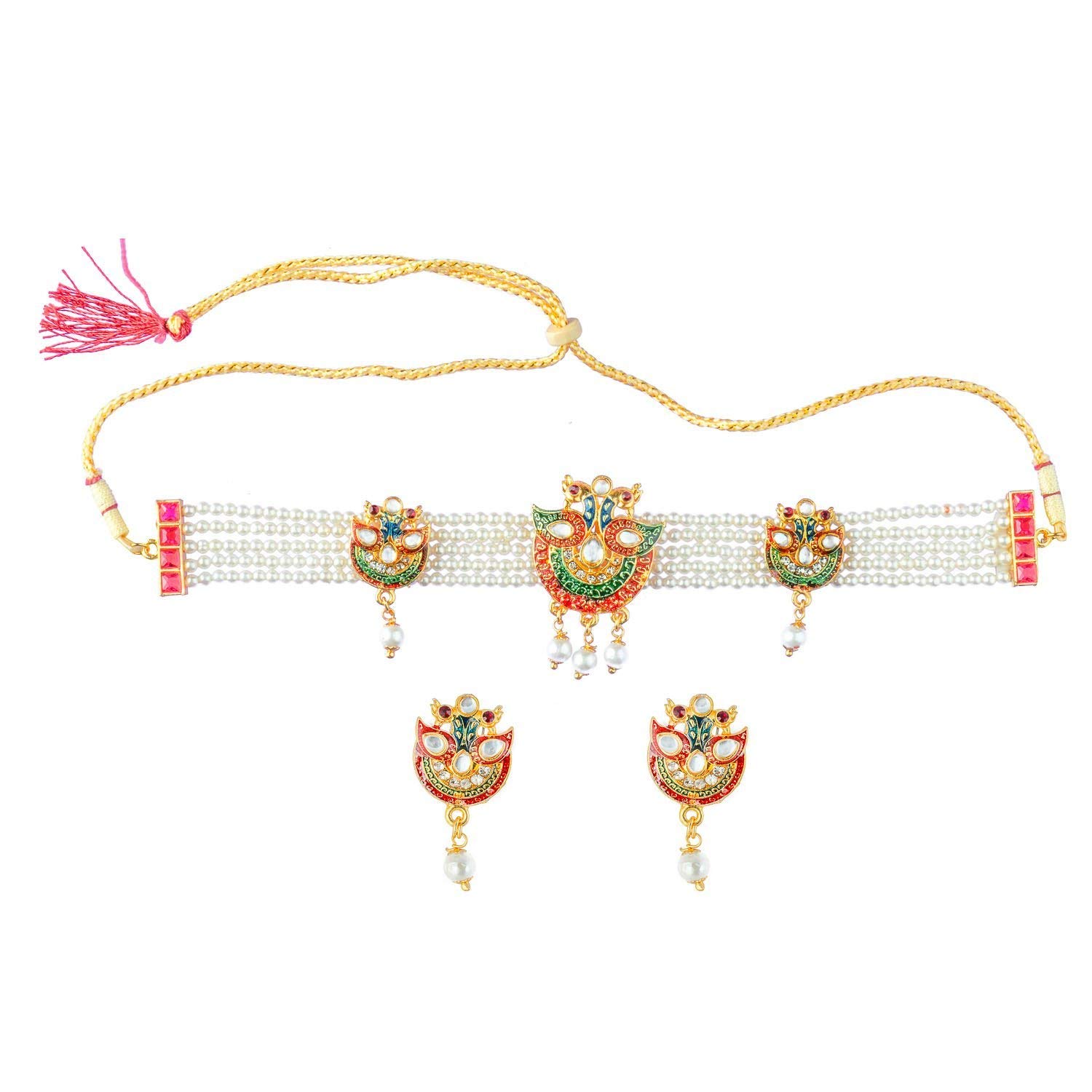 Minakari Work Moti Choker Chik Set for Women.