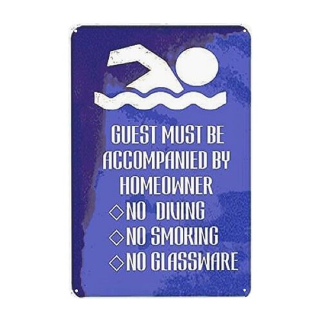Tin Poster Metal Sign Retro Vintage Funny 8x12 Inch Warning Beach Pool Rules Swimming Pool Warning Notice Bar Pub Club Cafe Home Restaurant Wall Decor Art Plaque Signs
